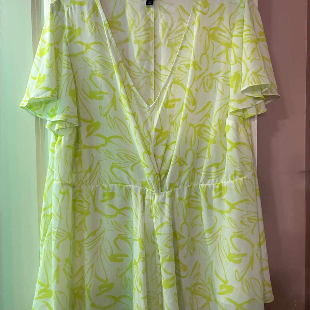 Torrid White and Lime Blouse